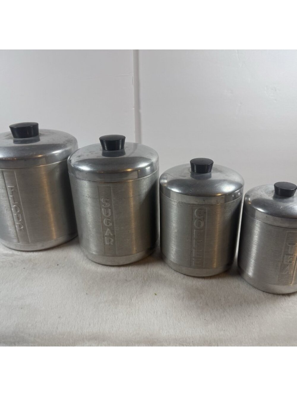 Vintage Canister Set of 4 Spun Aluminum Retro 1950’s-1960’s Mid Century Modern